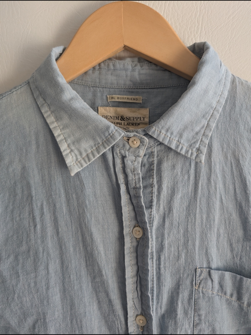 Ralph Lauren Denim & Supply Light Blue Boyfriends Cotton Button-Up Shirt - XL - Picture 3 of 12